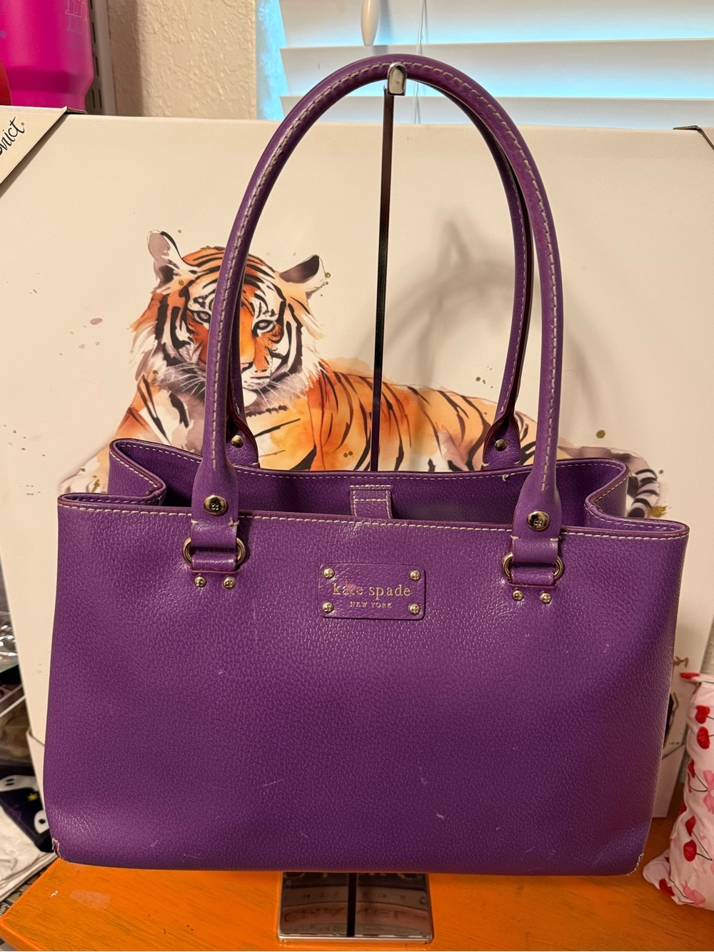 Kate Spade Purple Leather Tote Bag